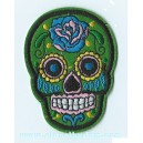 Patch ecusson skull dia de la muerte vert day of dead sugar skull