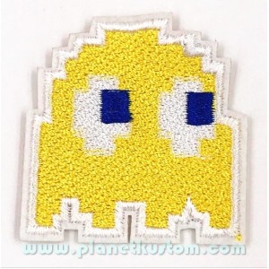 Patch ecusson geek yellow ghost phantom jaune pacman