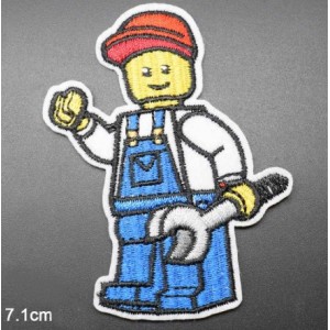 Patch ecusson thermocollant mecano lego brick man mecanic