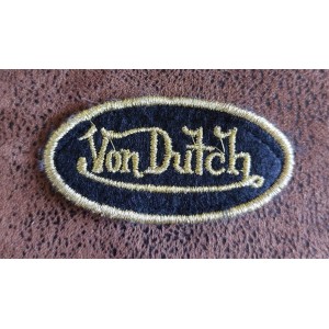 Patch ecusson von Dutch signature ovale doré fond noir moyen old stock rare