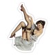 Sticker Pinup oldschool sexy nuisette et bas noir